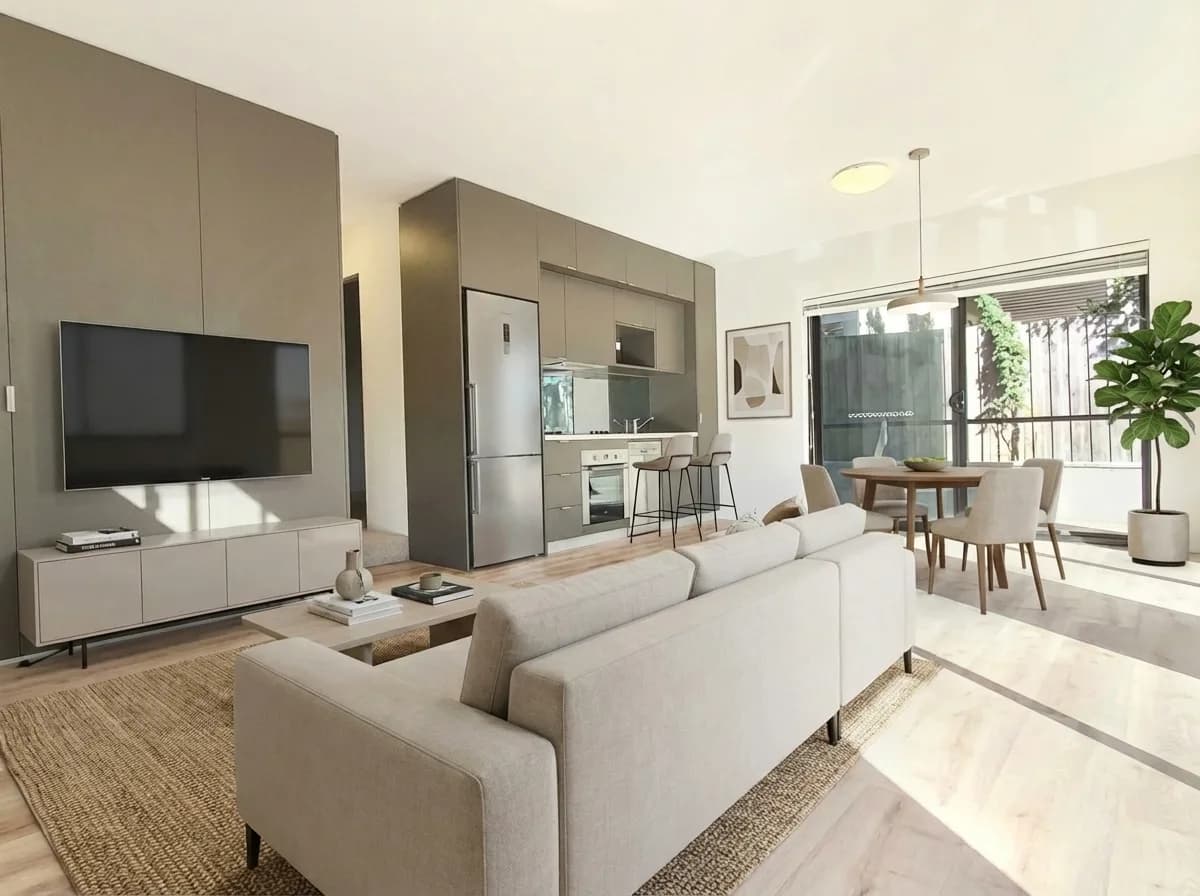 The same rental apartment styled by Style Smarter from the phone photo